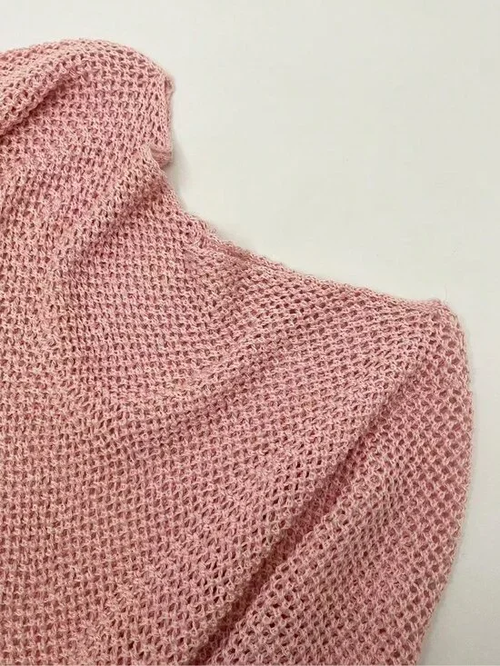 Pink Y2K Boho Women's Sequin Tassel Crochet Cover-Up Shawl Top - Picture 11 of 11